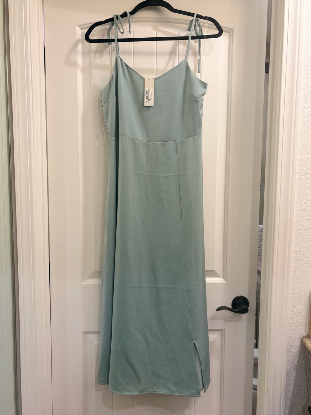 Francesca's Collections Sage Green Maxi Slip Dress with Tie Straps